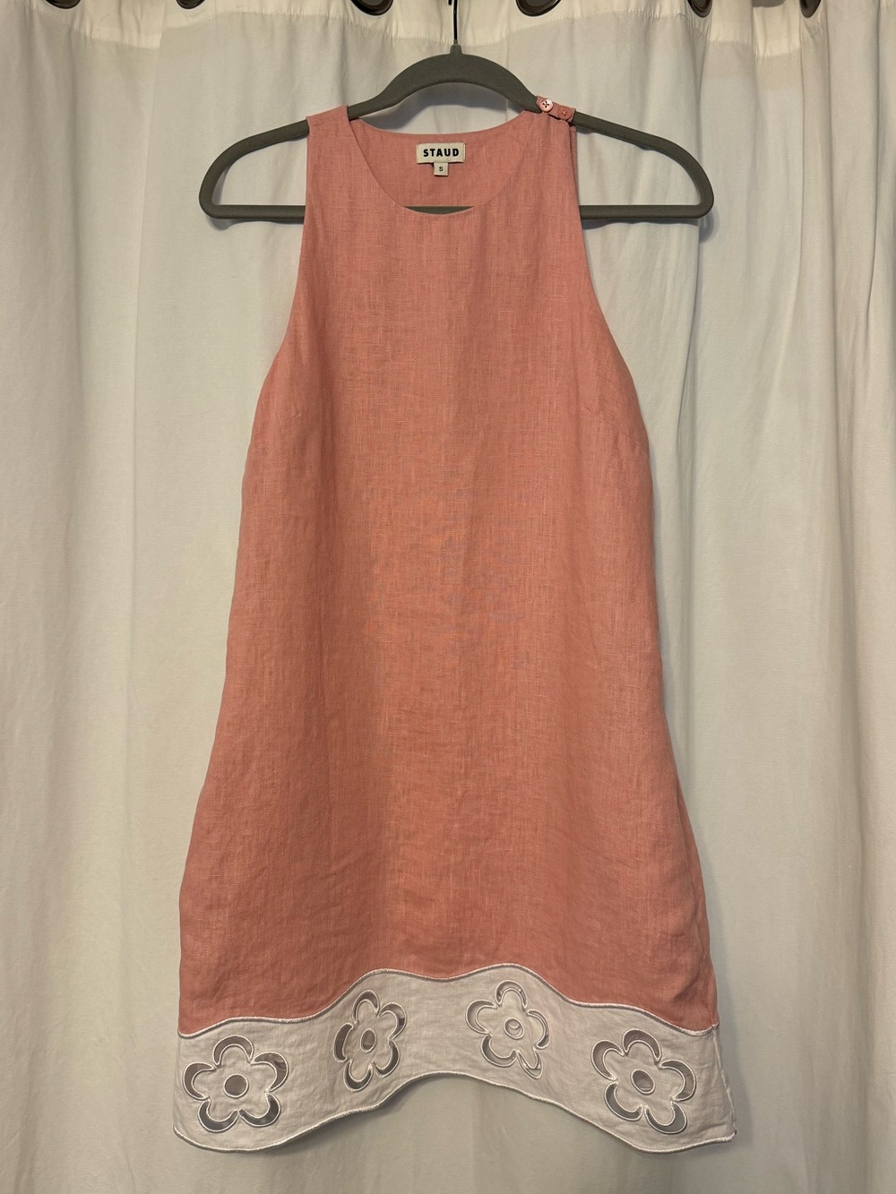 Staud Mika 100% Linen Dress - Pale Pink & White - Picture 6 of 14